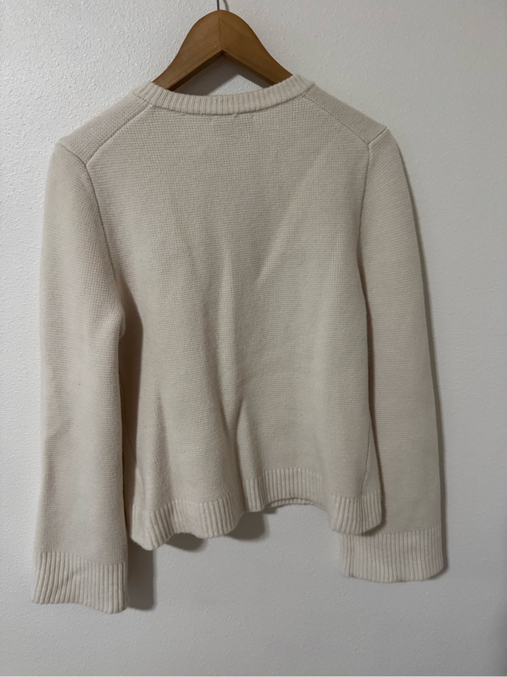 Quince 100% Mongolian Cashmere Structured Cardigan Ivory Button Pockets-Medium - Picture 2 of 8